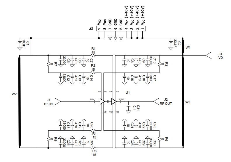 Schematic - MACOM CMPA5259080S-AMP1 Test Board